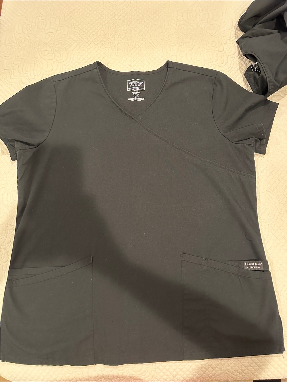 Cherokee Black Short Sleeve V-Neck Scrub Top